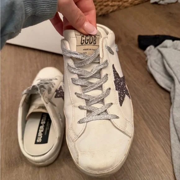 Golden Goose White and Silver Sneakers - Picture 6 of 7